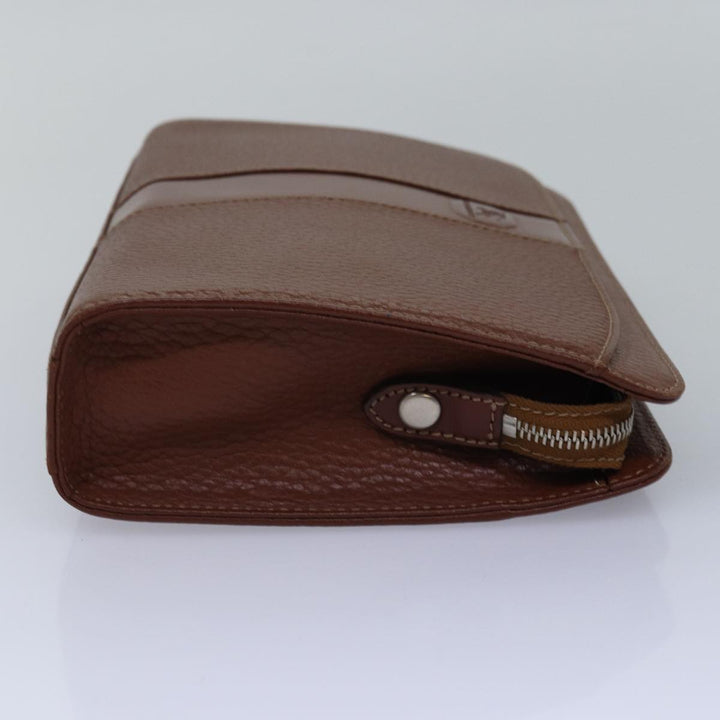 BurberrySs Clutch Bag Leather Brown Auth bs15138
