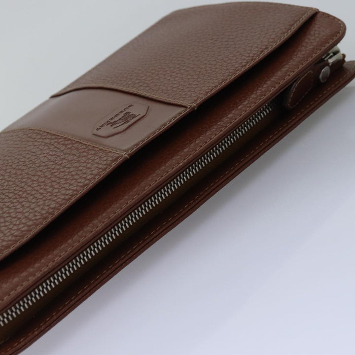BurberrySs Clutch Bag Leather Brown Auth bs15138