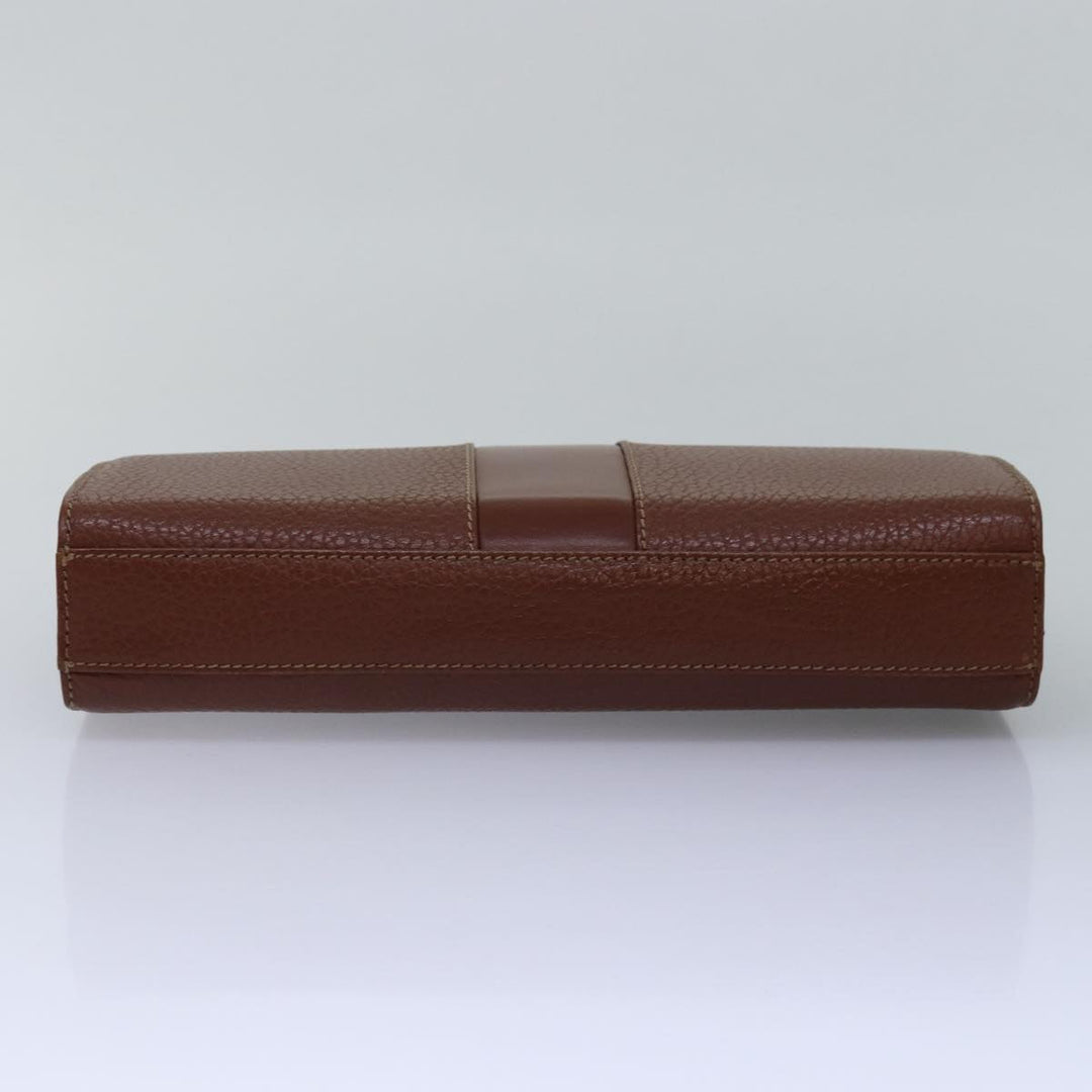BurberrySs Clutch Bag Leather Brown Auth bs15138