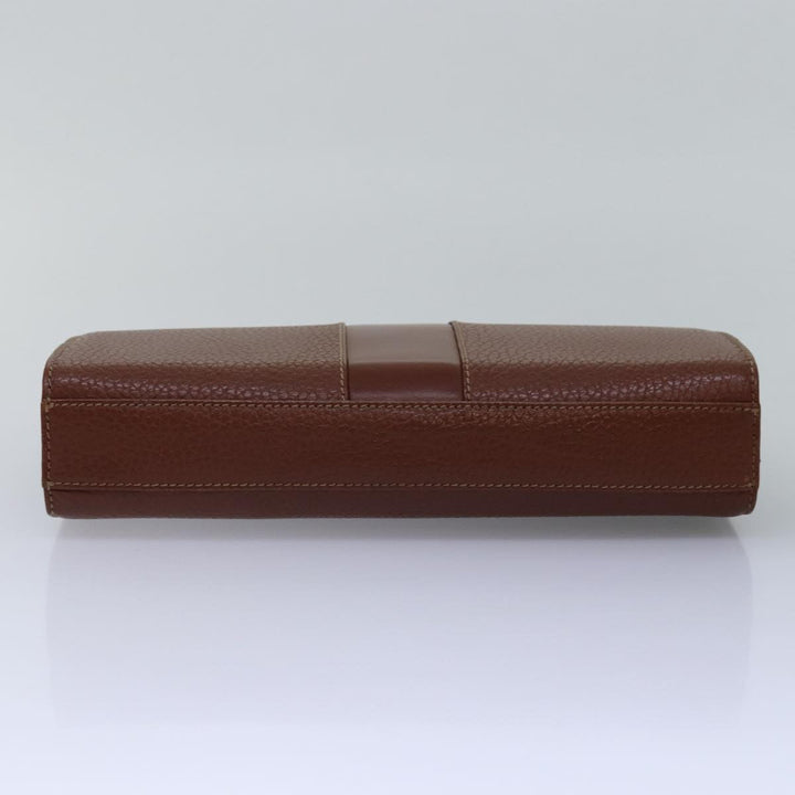 BurberrySs Clutch Bag Leather Brown Auth bs15138