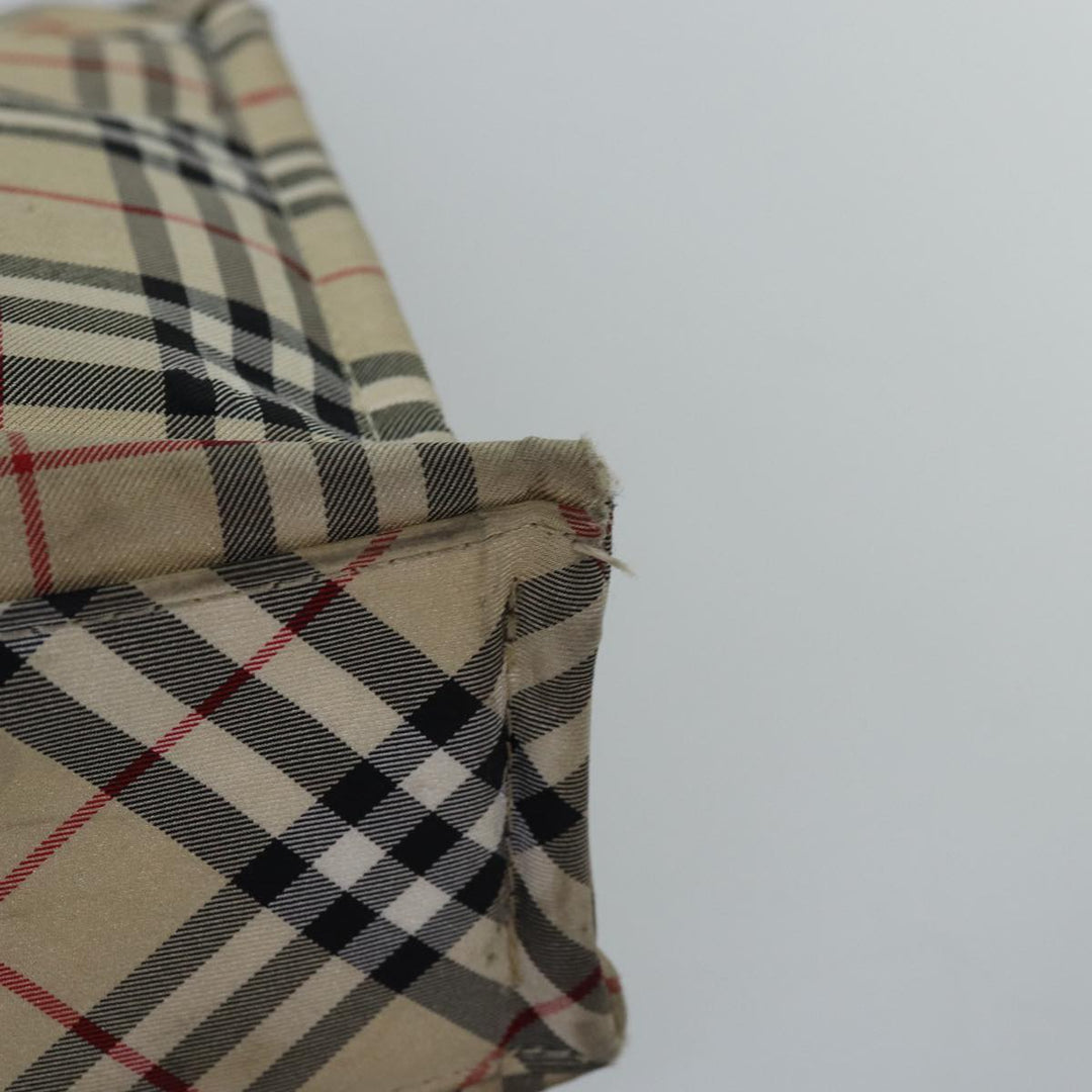 Burberry Nova Check Blue Label Hand Bag Nylon Beige Auth bs15174