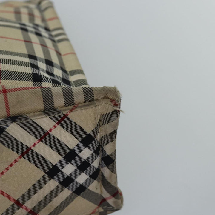 Burberry Nova Check Blue Label Hand Bag Nylon Beige Auth bs15174