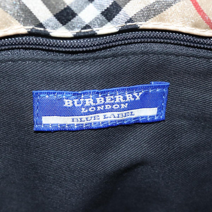 Burberry Nova Check Blue Label Hand Bag Nylon Beige Auth bs15174