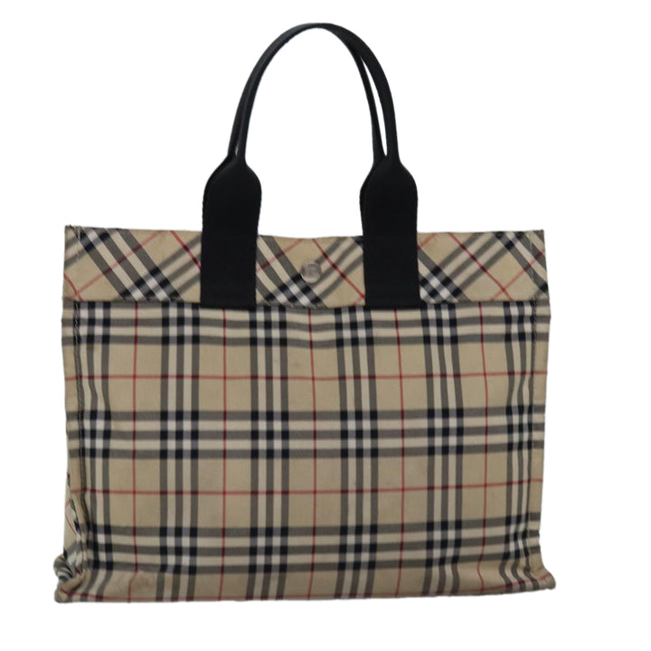 Burberry Nova Check Blue Label Hand Bag Nylon Beige Auth bs15174