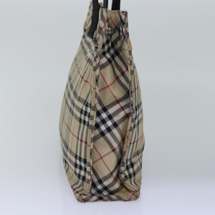 Burberry Nova Check Blue Label Hand Bag Nylon Beige Auth bs15174