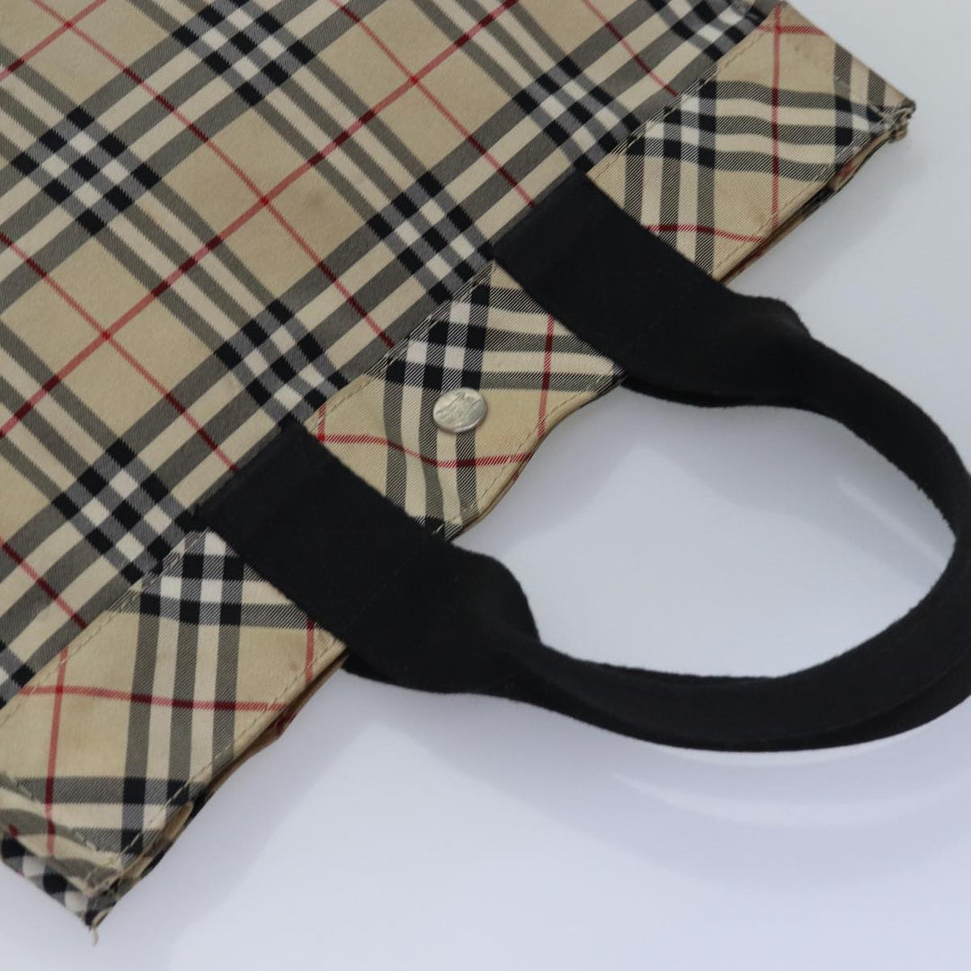 Burberry Nova Check Blue Label Hand Bag Nylon Beige Auth bs15174