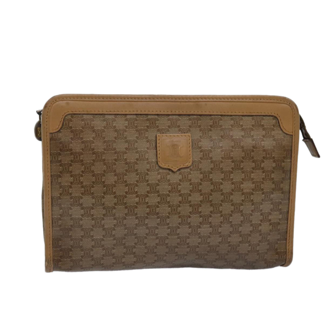 Top Quality Celine Macadam Canvas Clutch Bag Beige Auth bs15221