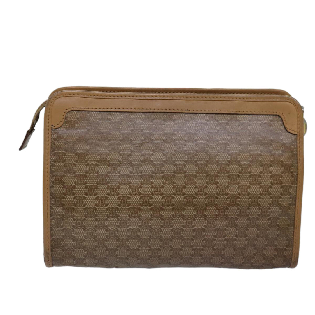 Celine Macadam Canvas Clutch Bag Beige Auth bs15221