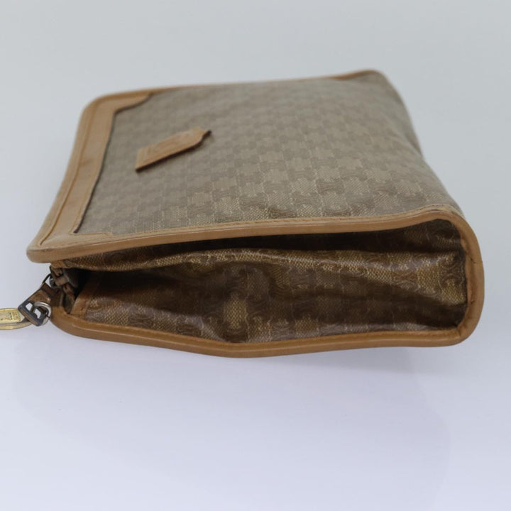 Celine Macadam Canvas Clutch Bag Beige Auth bs15221