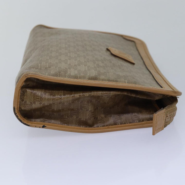 Celine Macadam Canvas Clutch Bag Beige Auth bs15221