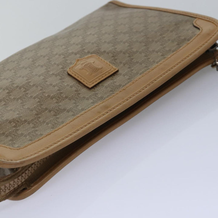 Celine Macadam Canvas Clutch Bag Beige Auth bs15221