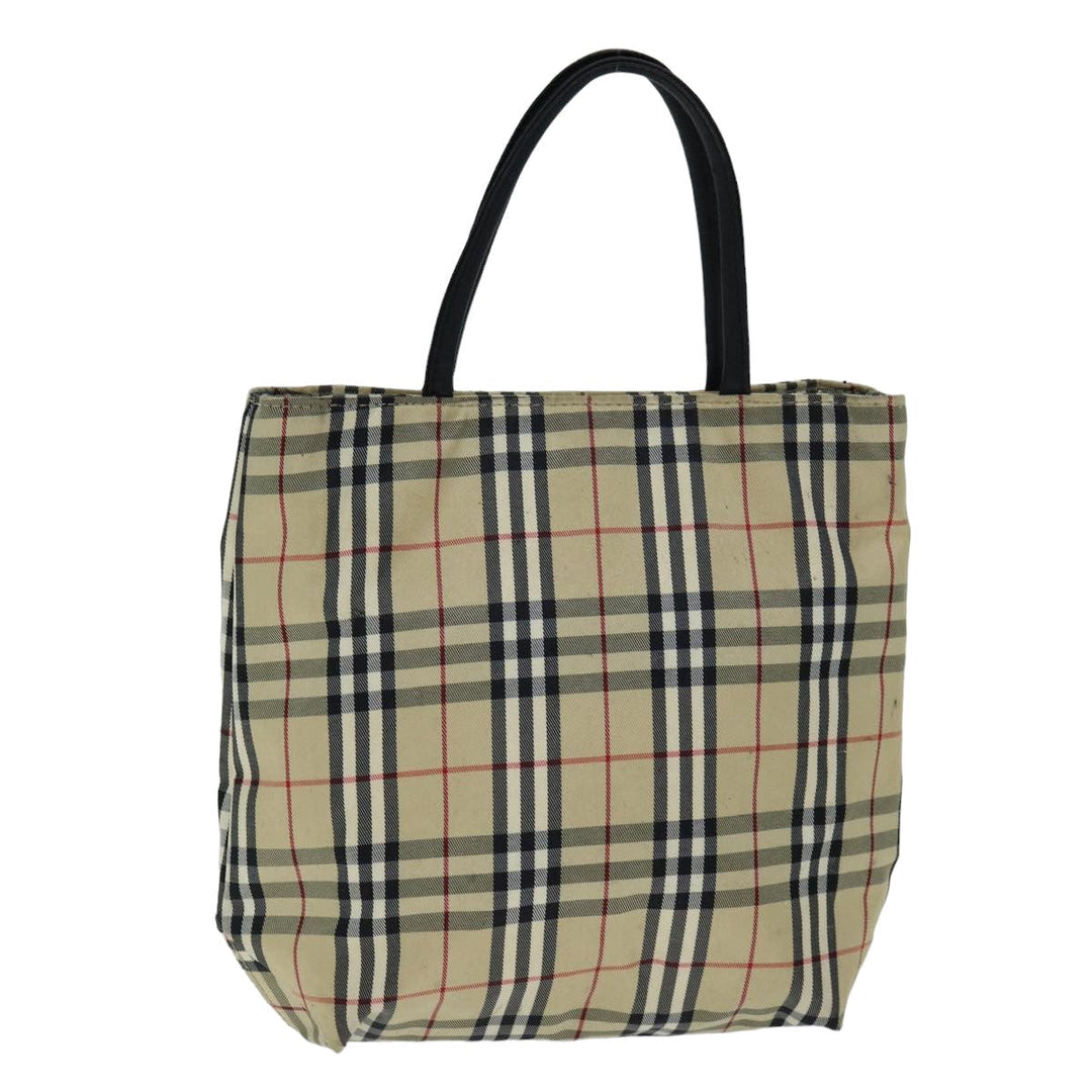 Burberry Nova Check Hand Bag Nylon Beige Auth bs15243