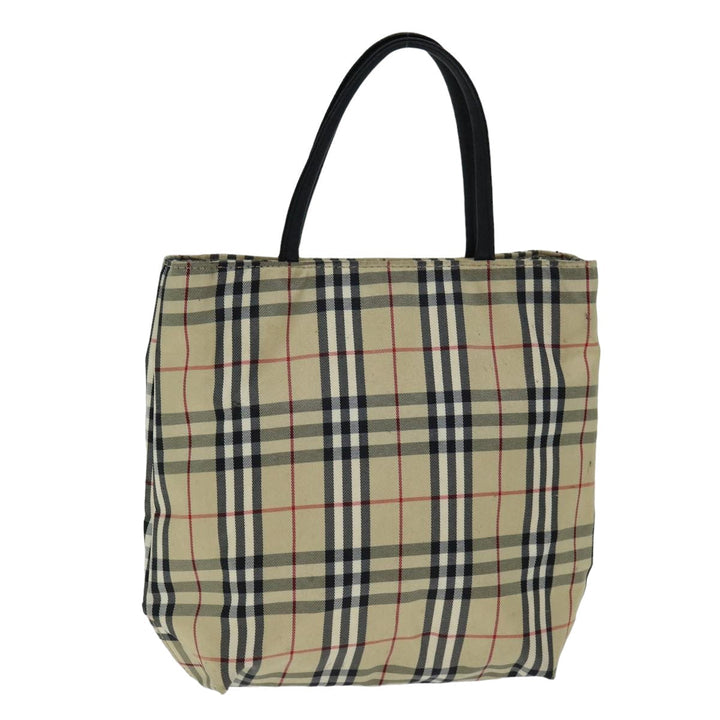 Burberry Nova Check Hand Bag Nylon Beige Auth bs15243