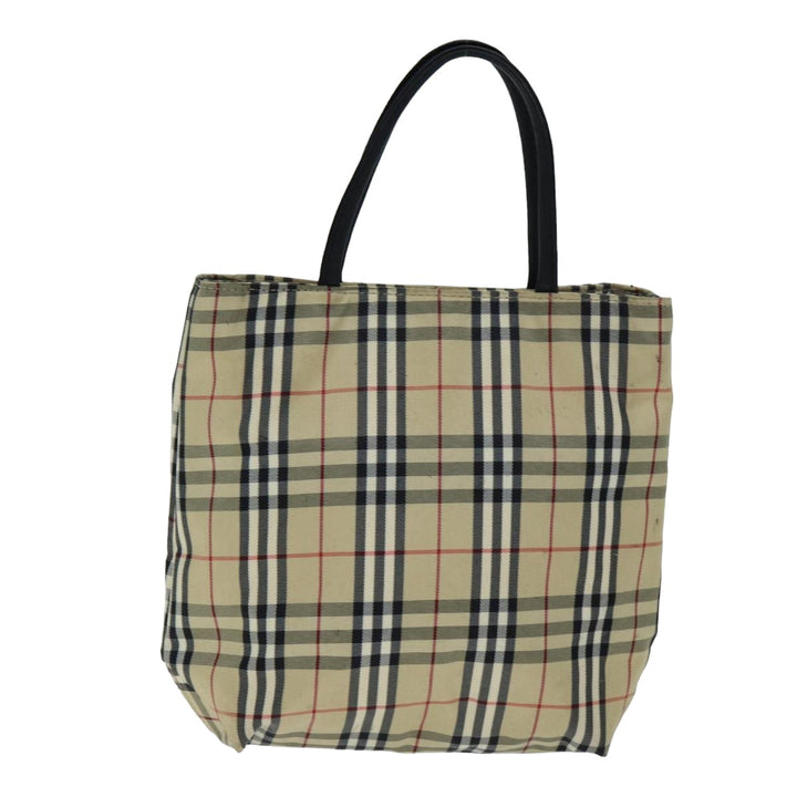 Burberry Nova Check Hand Bag Nylon Beige Auth bs15243