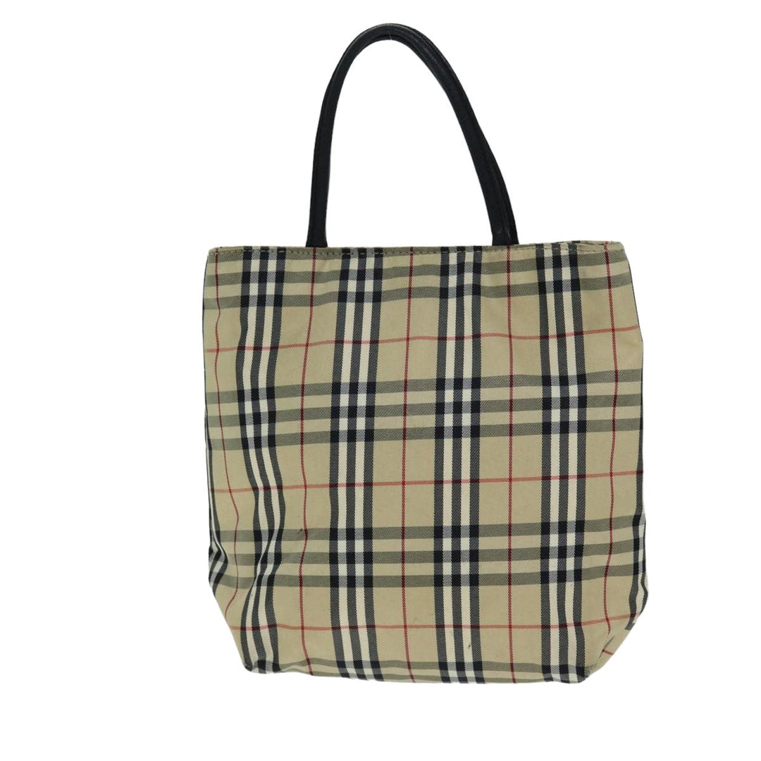Burberry Nova Check Hand Bag Nylon Beige Auth bs15243