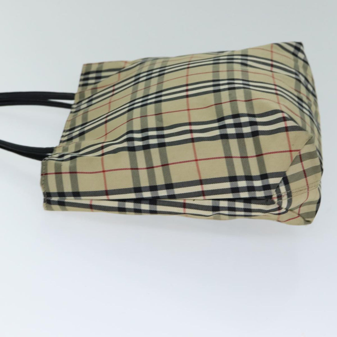 Burberry Nova Check Hand Bag Nylon Beige Auth bs15243