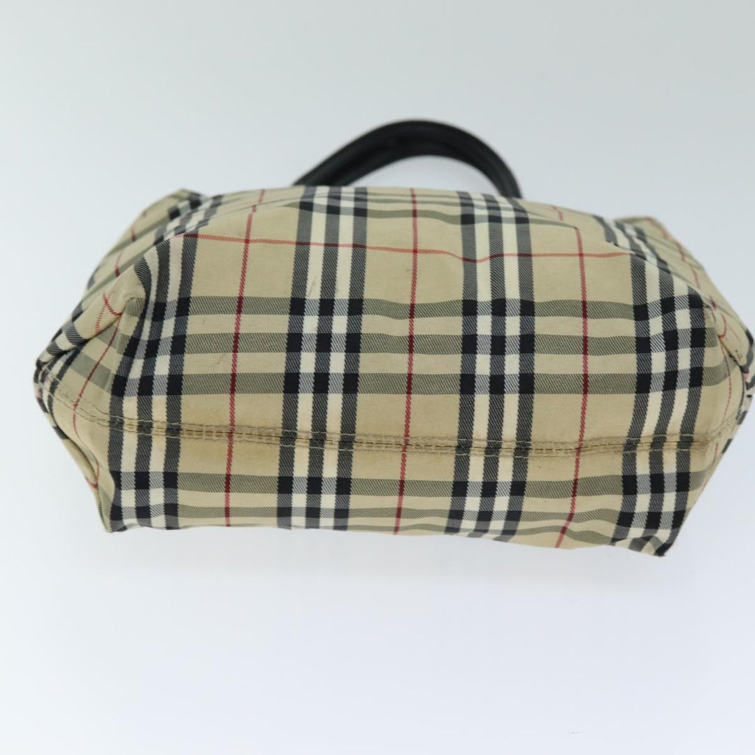 Burberry Nova Check Hand Bag Nylon Beige Auth bs15243