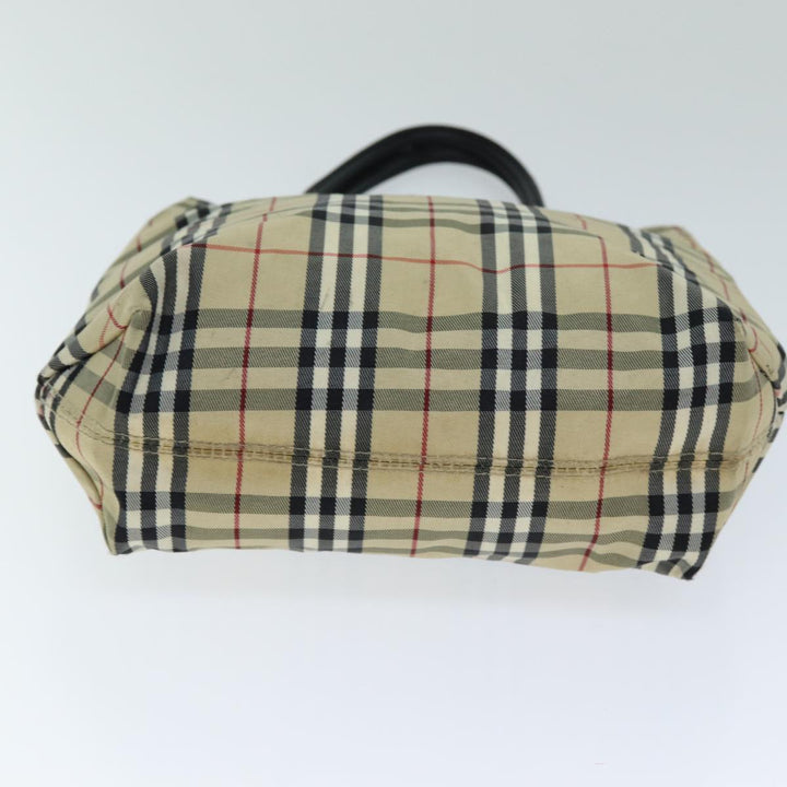 Burberry Nova Check Hand Bag Nylon Beige Auth bs15243