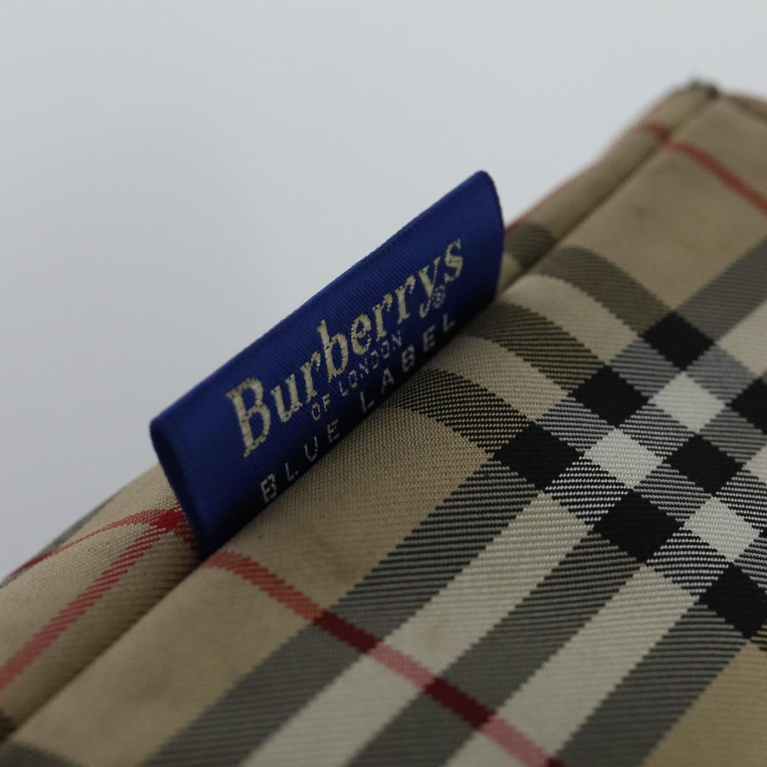 BurberrySs Nova Check Blue Label Tote Bag Nylon Beige Auth bs15244