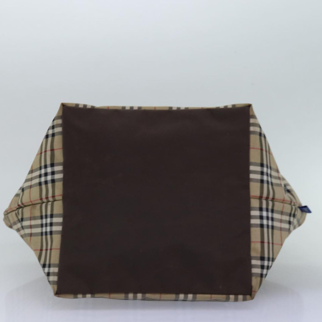 BurberrySs Nova Check Blue Label Tote Bag Nylon Beige Auth bs15244