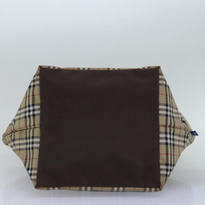 BurberrySs Nova Check Blue Label Tote Bag Nylon Beige Auth bs15244