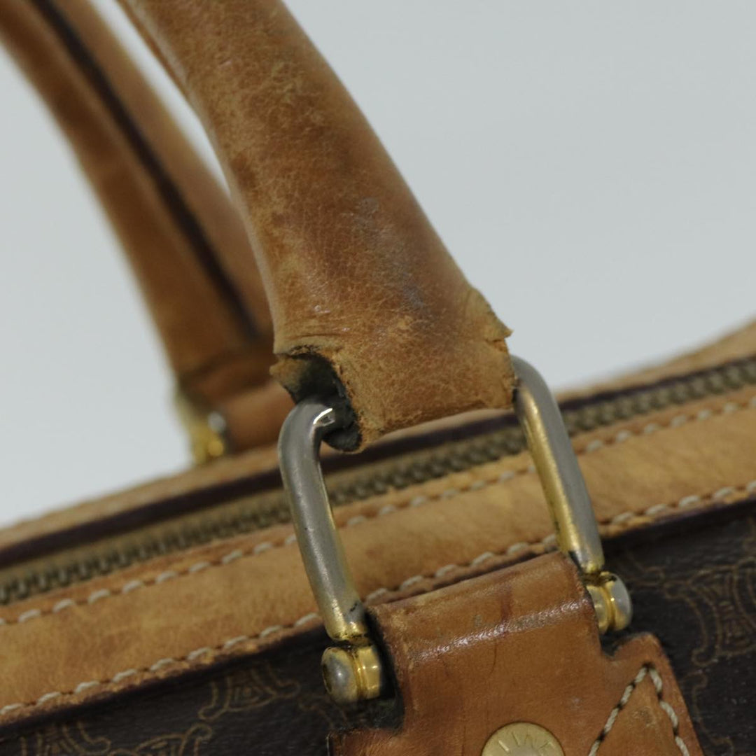 Celine Macadam Canvas Boston Bag PVC Leather Brown Auth bs15276