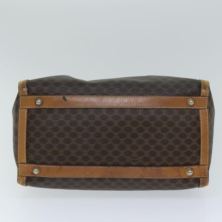Celine Macadam Canvas Boston Bag PVC Leather Brown Auth bs15276