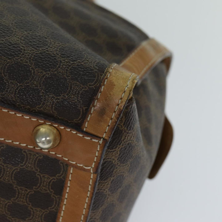Celine Macadam Canvas Boston Bag PVC Leather Brown Auth bs15276