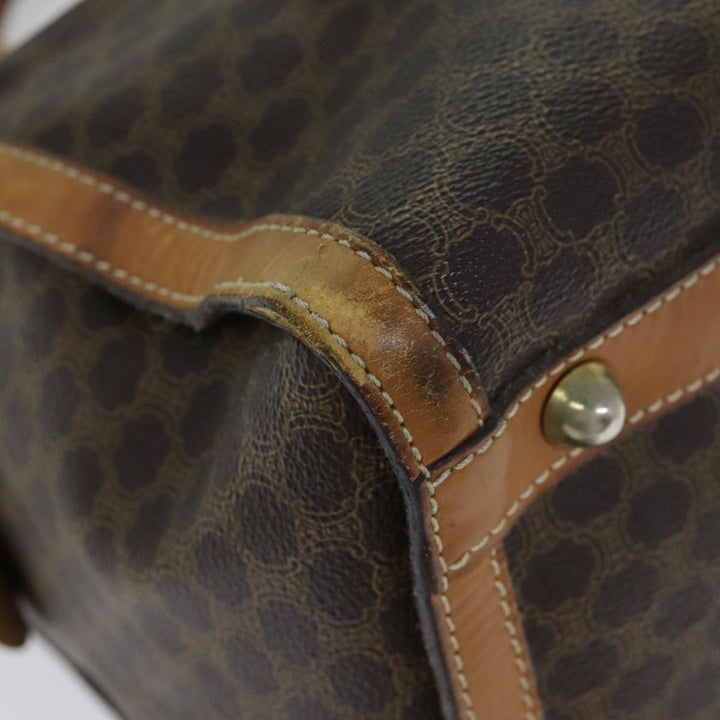 Celine Macadam Canvas Boston Bag PVC Leather Brown Auth bs15276