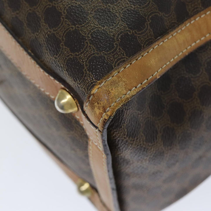 Celine Macadam Canvas Boston Bag PVC Leather Brown Auth bs15276