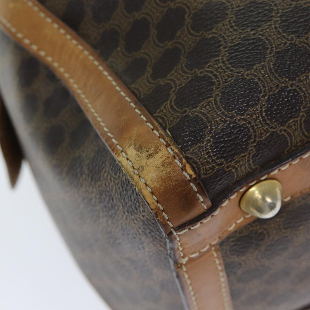 Celine Macadam Canvas Boston Bag PVC Leather Brown Auth bs15276