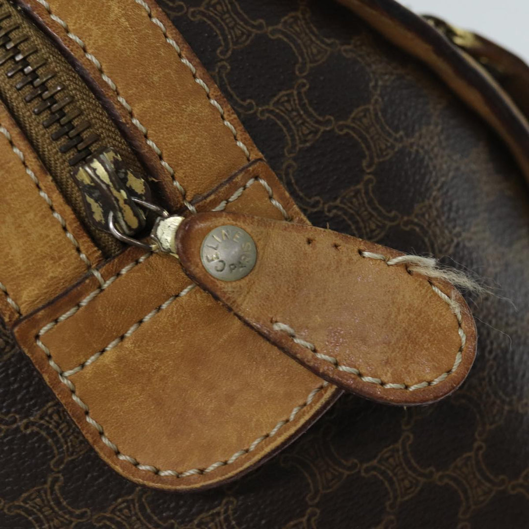 Celine Macadam Canvas Boston Bag PVC Leather Brown Auth bs15276