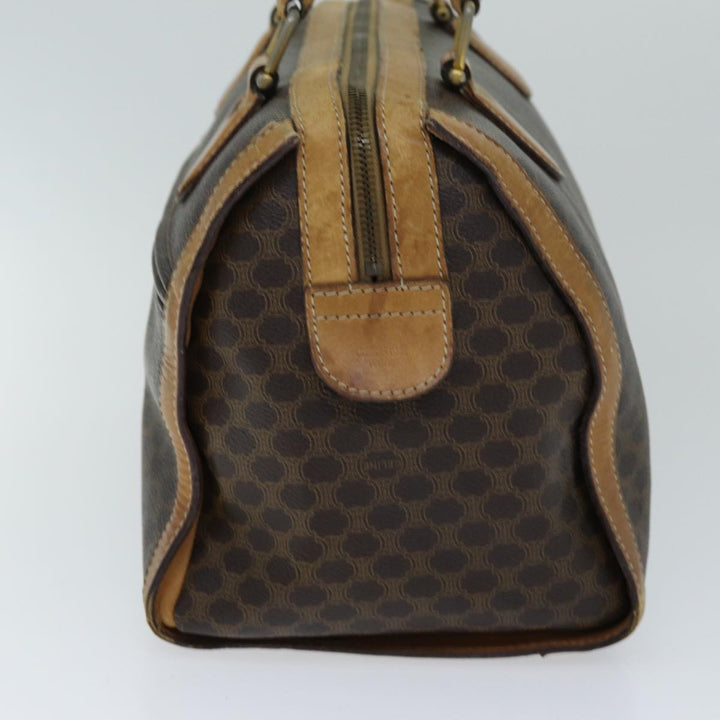 Celine Macadam Canvas Boston Bag PVC Leather Brown Auth bs15276
