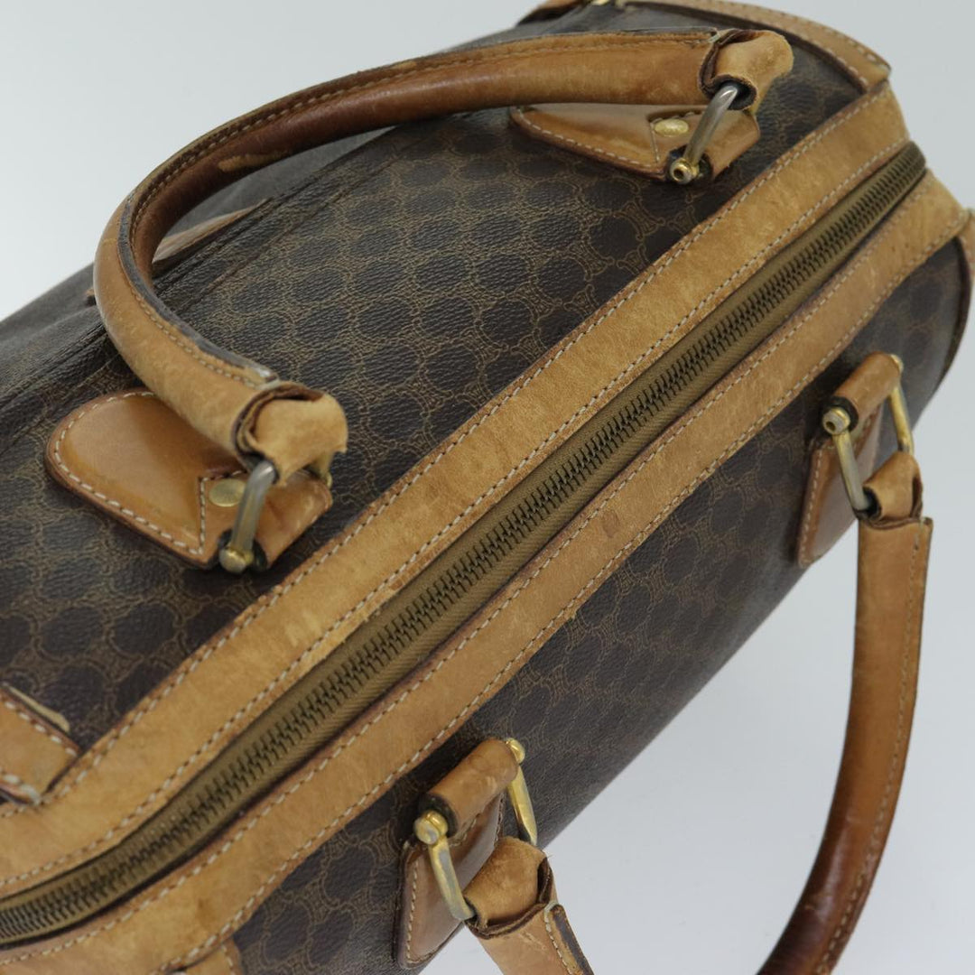 Celine Macadam Canvas Boston Bag PVC Leather Brown Auth bs15276