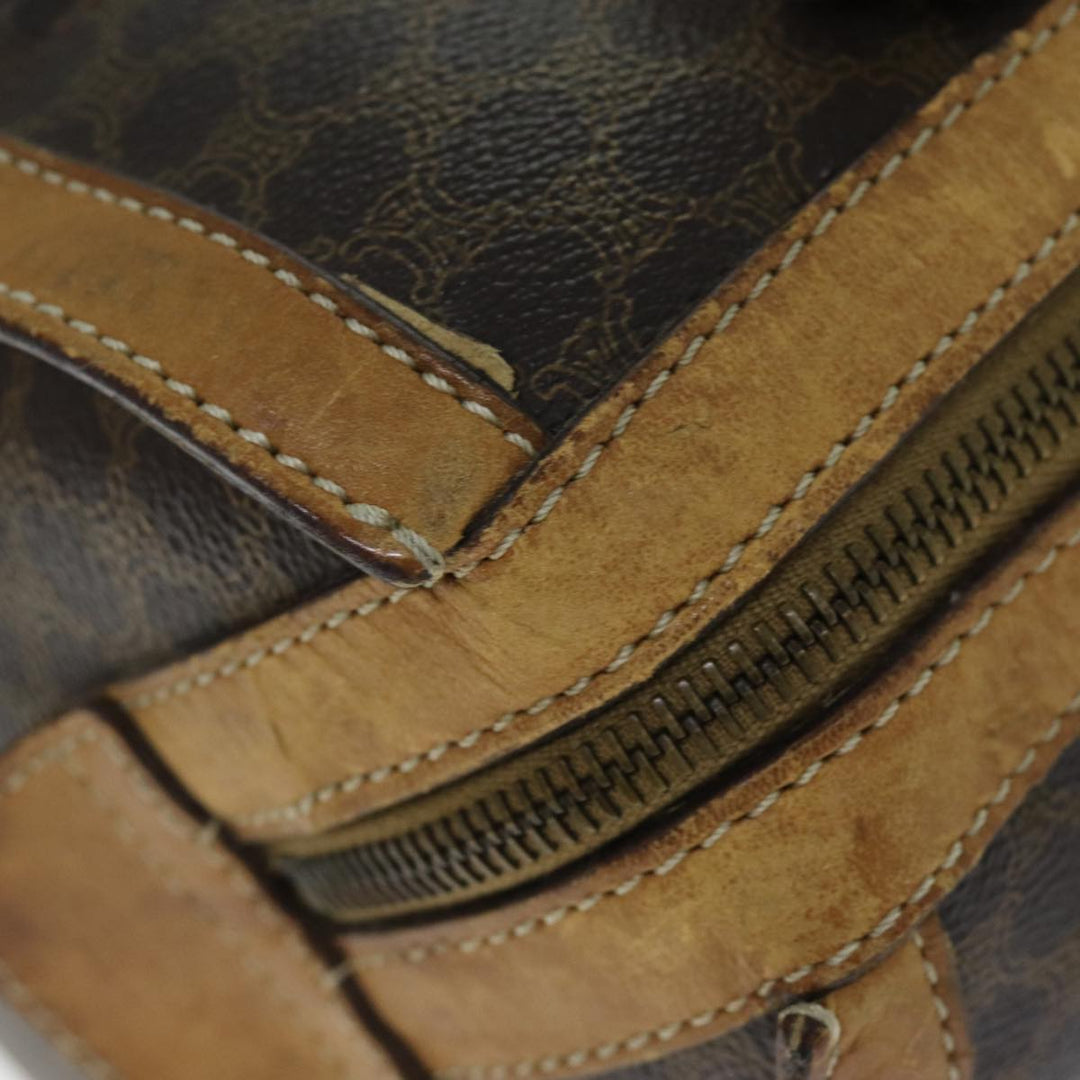Celine Macadam Canvas Boston Bag PVC Leather Brown Auth bs15276