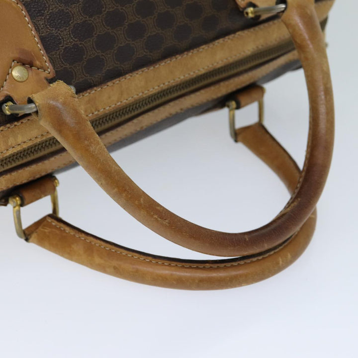 Celine Macadam Canvas Boston Bag PVC Leather Brown Auth bs15276