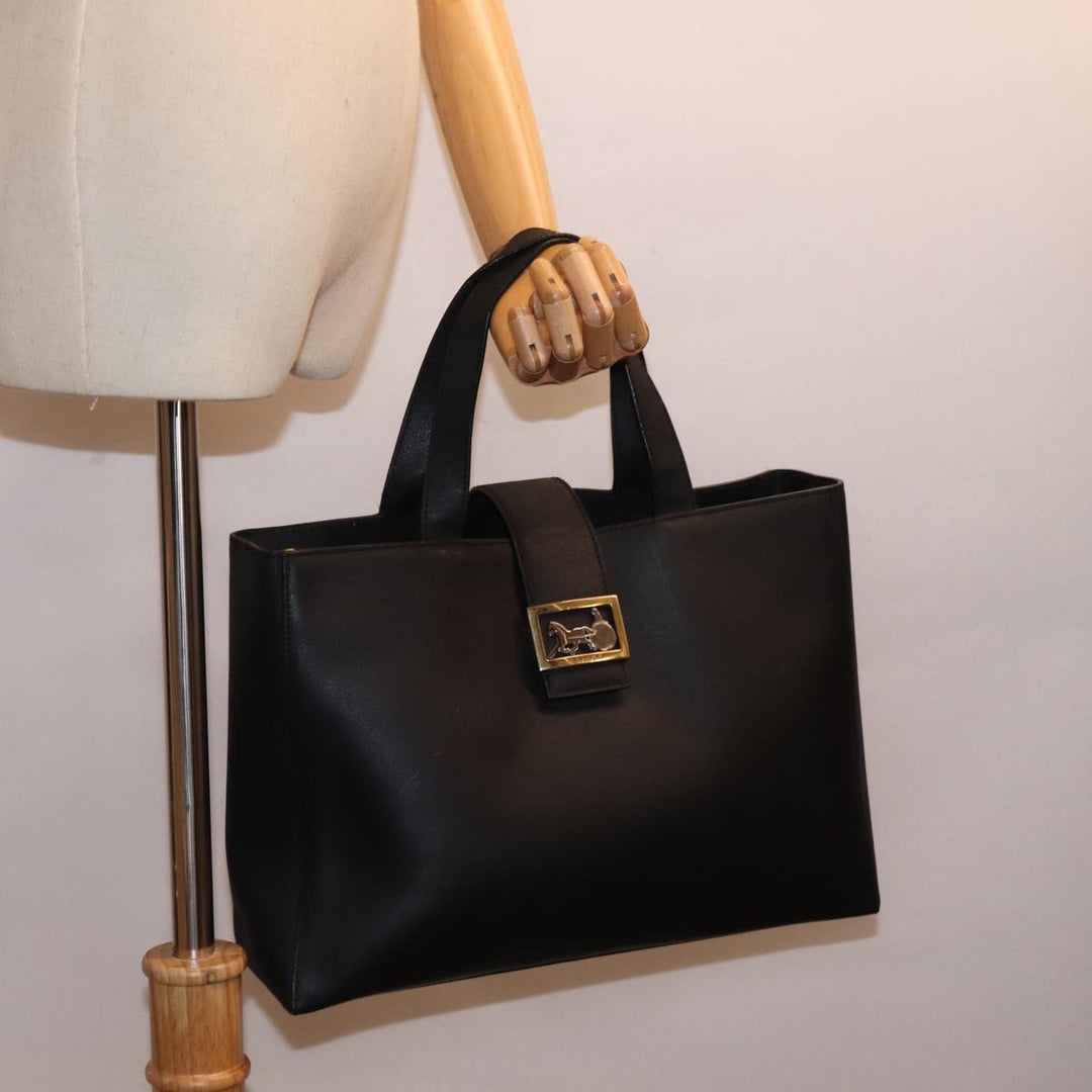 Celine Hand Bag Leather Black  15278