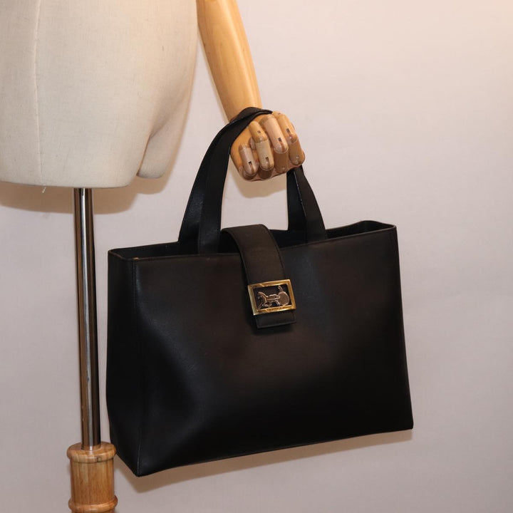 Celine Hand Bag Leather Black  15278
