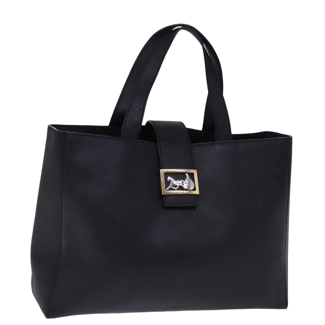 Celine Hand Bag Leather Black  15278