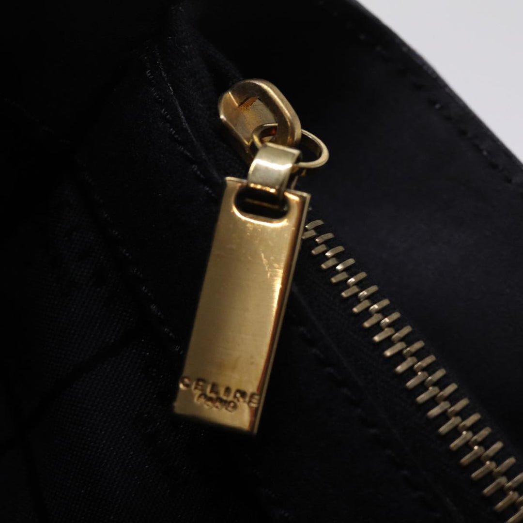Celine Hand Bag Leather Black  15278