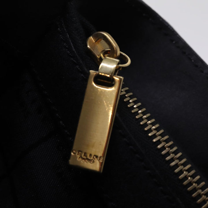 Celine Hand Bag Leather Black  15278