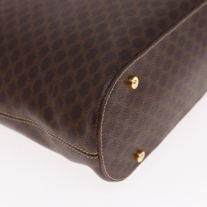 Celine Macadam Canvas Tote Bag PVC Leather Brown  15280