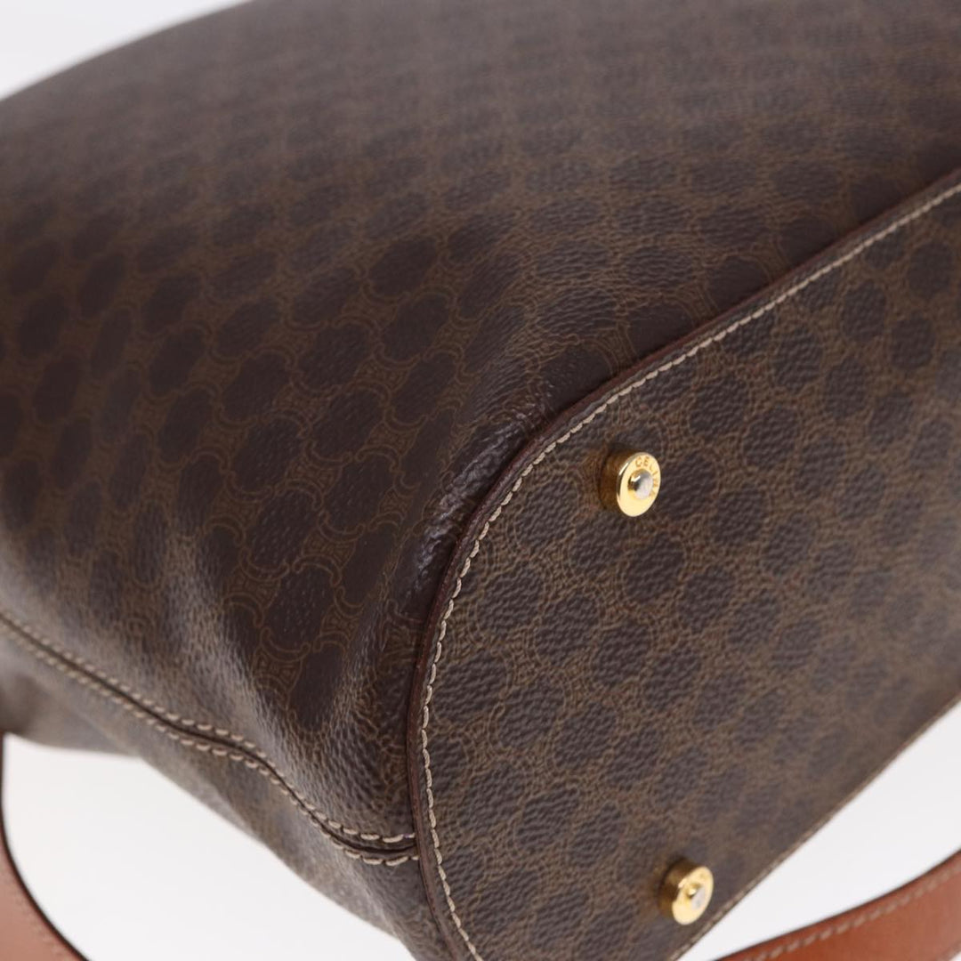 Celine Macadam Canvas Tote Bag PVC Leather Brown  15280