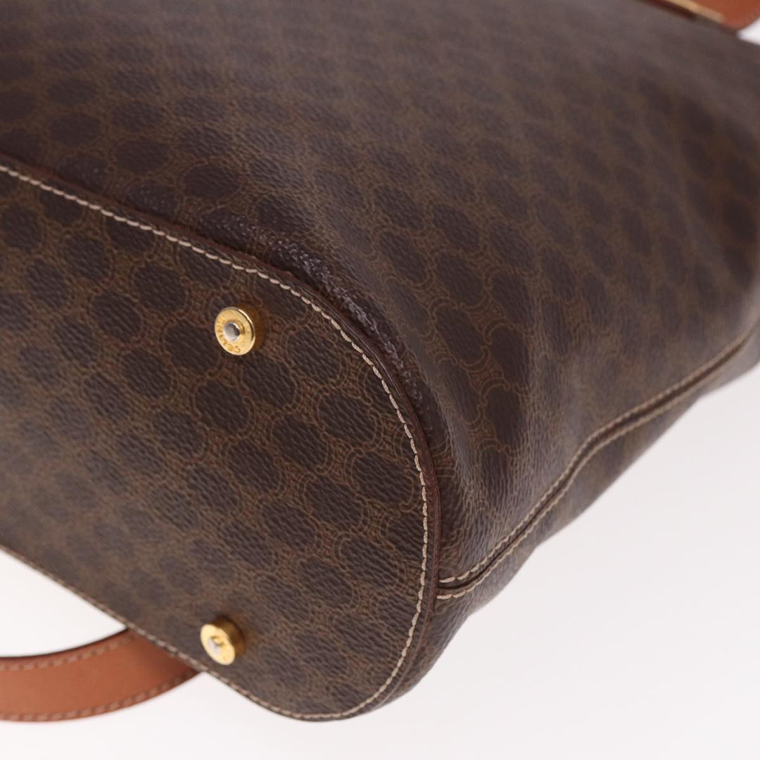 Celine Macadam Canvas Tote Bag PVC Leather Brown  15280