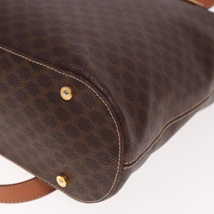 Celine Macadam Canvas Tote Bag PVC Leather Brown  15280