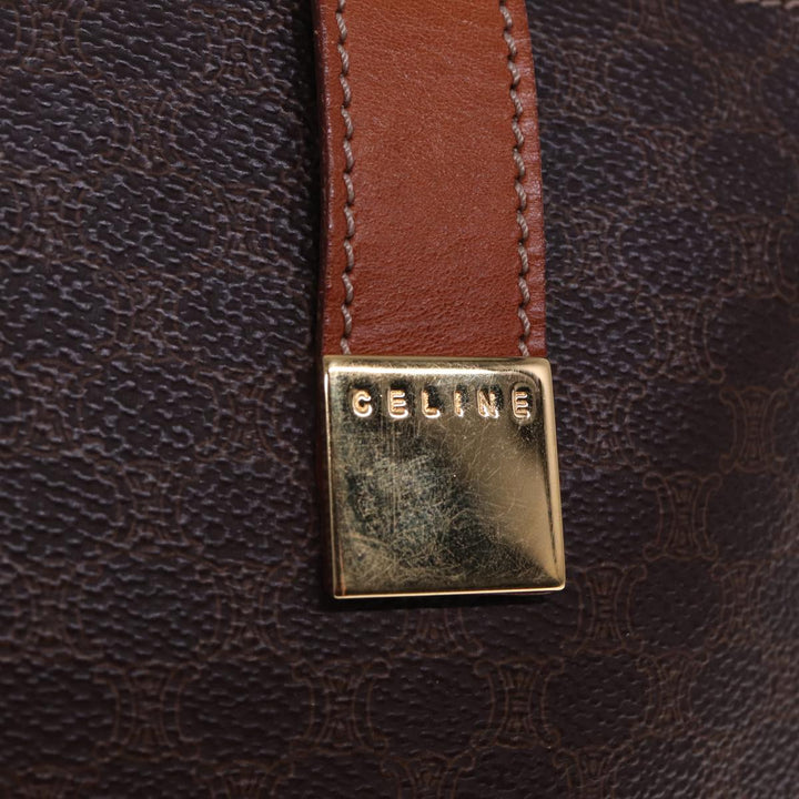 Celine Macadam Canvas Tote Bag PVC Leather Brown  15280