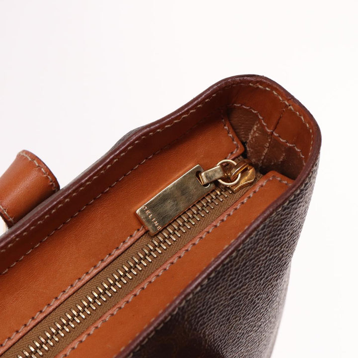 Celine Macadam Canvas Tote Bag PVC Leather Brown  15280