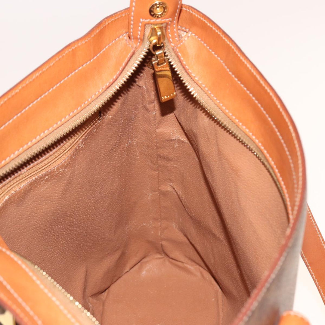 Celine Macadam Canvas Tote Bag PVC Leather Brown  15280