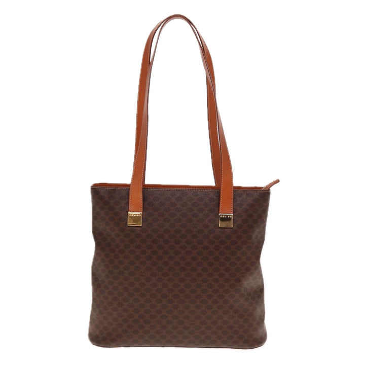 Celine Macadam Canvas Tote Bag PVC Leather Brown  15280