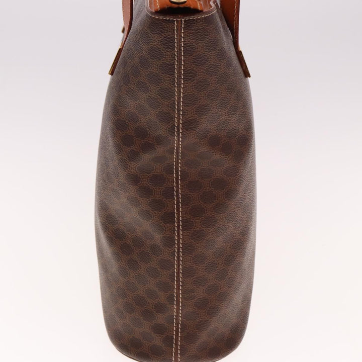 Celine Macadam Canvas Tote Bag PVC Leather Brown  15280